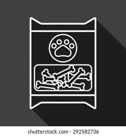 Pet dog food package flat icon with long shadow,eps10