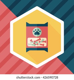 Pet dog food package flat icon with long shadow,eps10