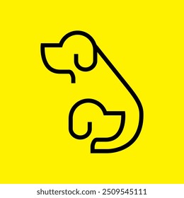 a pet dog friendship line logo design vector