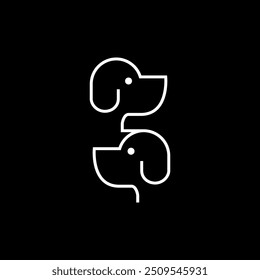 a pet dog friendship line logo design vector