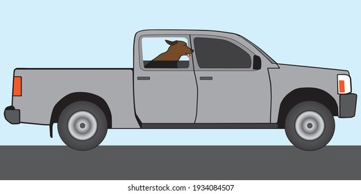 Un perro mascota está recibiendo un paseo en una camioneta como recompensa por ser bueno