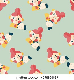 Pet dog and girl friendship flat icon,eps10 seamless pattern background