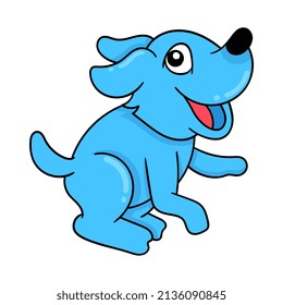 pet dog is happy face wants to jump, vector illustration art. doodle icon image kawaii.
