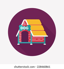 Pet dog house flat icon with long shadow,eps10