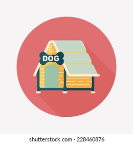Pet dog house flat icon with long shadow,eps10