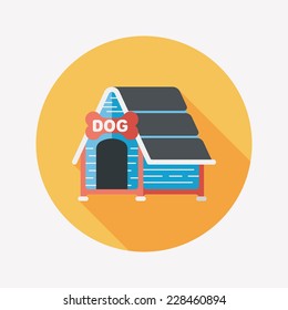 Pet dog house flat icon with long shadow,eps10