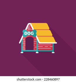 Pet dog house flat icon with long shadow,eps10