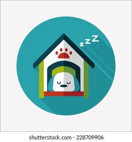 Pet dog house flat icon with long shadow,eps10