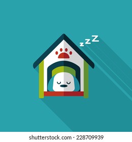 Pet dog house flat icon with long shadow,eps10