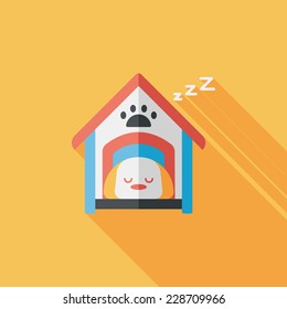 Pet dog house flat icon with long shadow,eps10