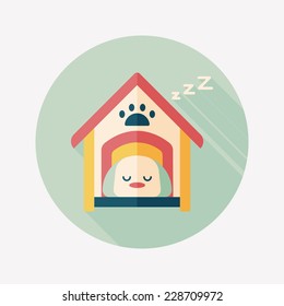 Pet dog house flat icon with long shadow,eps10