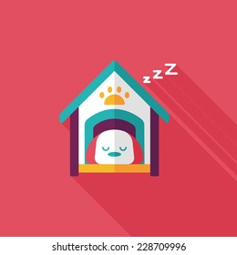 Pet dog house flat icon with long shadow,eps10