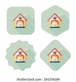 Pet dog house flat icon with long shadow,eps10
