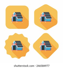 Pet dog house flat icon with long shadow,eps10
