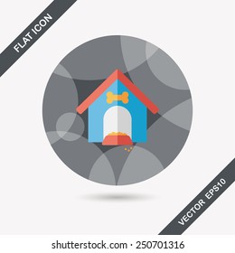 Pet dog house flat icon with long shadow,eps10