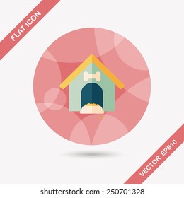 Pet dog house flat icon with long shadow,eps10