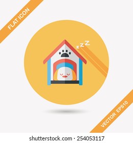 Pet dog house flat icon with long shadow,eps10