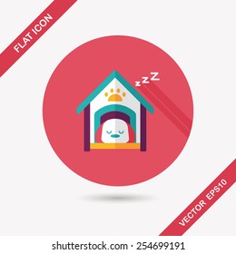 Pet dog house flat icon with long shadow,eps10