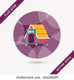 Pet dog house flat icon with long shadow,eps10