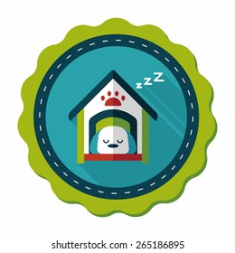 Pet dog house flat icon with long shadow,eps10