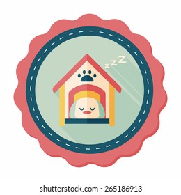 Pet dog house flat icon with long shadow,eps10