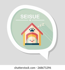 Pet dog house flat icon with long shadow,eps10