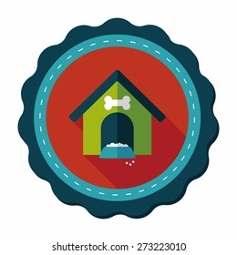 Pet dog house flat icon with long shadow,eps10