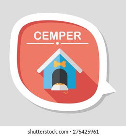 Pet dog house flat icon with long shadow,eps10