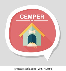 Pet dog house flat icon with long shadow,eps10