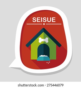 Pet dog house flat icon with long shadow,eps10