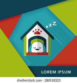 Pet dog house flat icon with long shadow,eps10