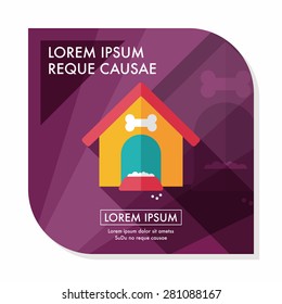 Pet dog house flat icon with long shadow,eps10