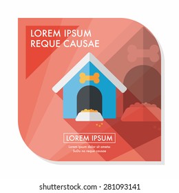 Pet dog house flat icon with long shadow,eps10