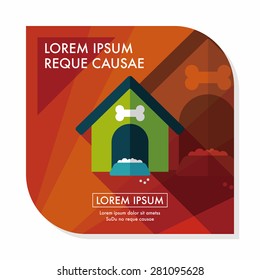 Pet dog house flat icon with long shadow,eps10