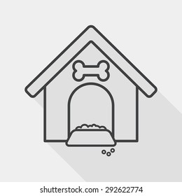 Pet dog house flat icon with long shadow,eps10