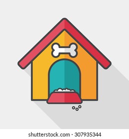 Pet dog house flat icon with long shadow,eps10