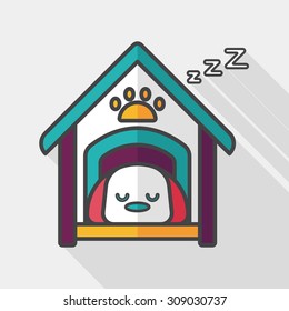 Pet dog house flat icon with long shadow,eps10