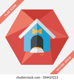 Pet dog house flat icon with long shadow,eps10