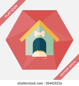 Pet dog house flat icon with long shadow,eps10