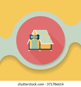 Pet dog house flat icon with long shadow,eps10