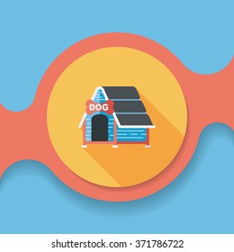 Pet dog house flat icon with long shadow,eps10