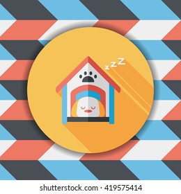 Pet dog house flat icon with long shadow,eps10