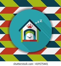 Pet dog house flat icon with long shadow,eps10