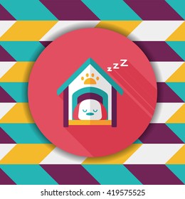 Pet dog house flat icon with long shadow,eps10