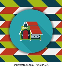 Pet dog house flat icon with long shadow,eps10