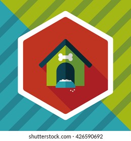Pet dog house flat icon with long shadow,eps10