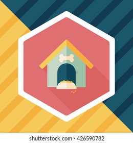 Pet dog house flat icon with long shadow,eps10