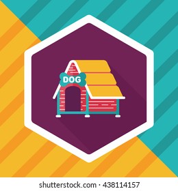 Pet dog house flat icon with long shadow,eps10