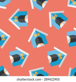 Pet dog house flat icon,eps10 seamless pattern background