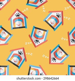 Pet dog house flat icon,eps10 seamless pattern background